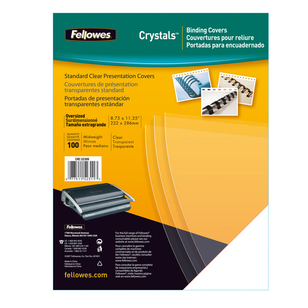 FELLOWES - 5376001 - Copertine Clear - A4 - 150 micron - PVC - neutro trasparente - Fellowes - scatola 100 pezzi