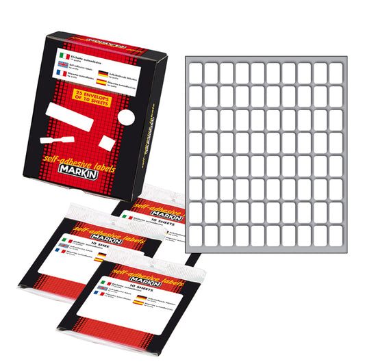 MARKIN - X11012 - Etichette adesive - permanenti - 16 x 10 mm - 80 et-fg - 10 fogli - bianco - Markin