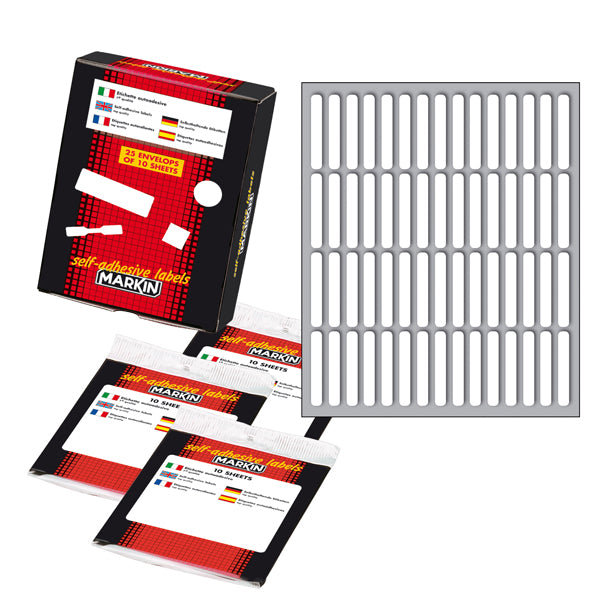 MARKIN - X11024 - Etichette adesive - permanenti - 34 x 5 mm - 60 et-fg - 10 fogli - bianco - Markin