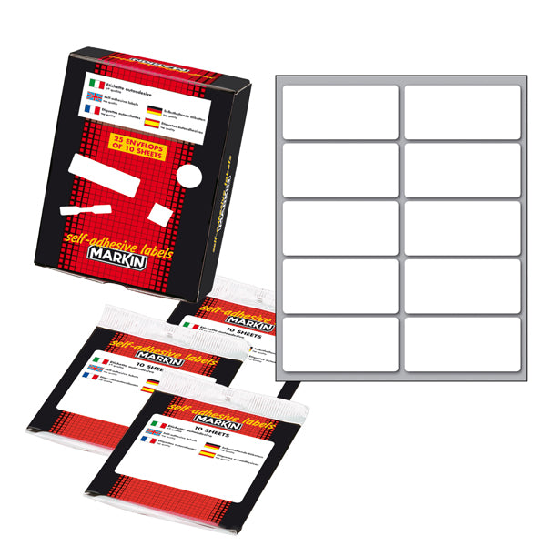 MARKIN - X11043 - Etichette adesive - permanenti - 58 x 27 mm - 10 et-fg - 10 fogli - bianco - Markin