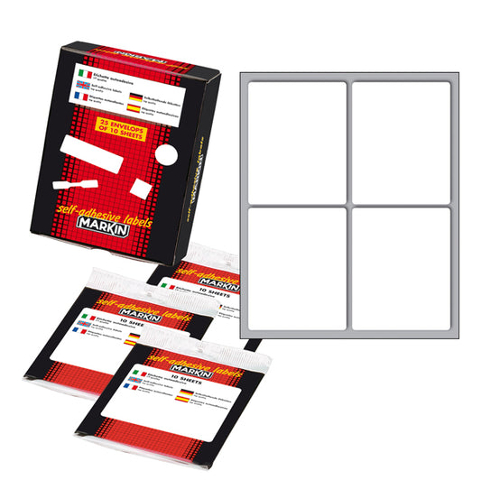 MARKIN - X11047 - Etichette adesive - permanenti - 70 x 56 mm - 4 et-fg - 10 fogli - bianco - Markin