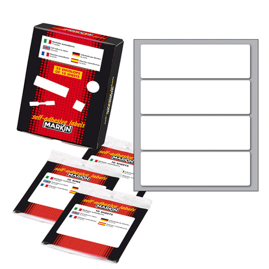 MARKIN - X11052 - Etichette adesive - permanenti - 110 x 34 mm - 4 et-fg - 10 fogli - bianco - Markin