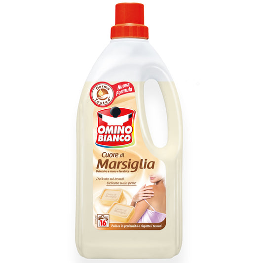 OMINO BIANCO - M92476 - Detersivo liquido Cuore di Marsiglia - a mano e in lavatrice - 1 L - Omino Bianco