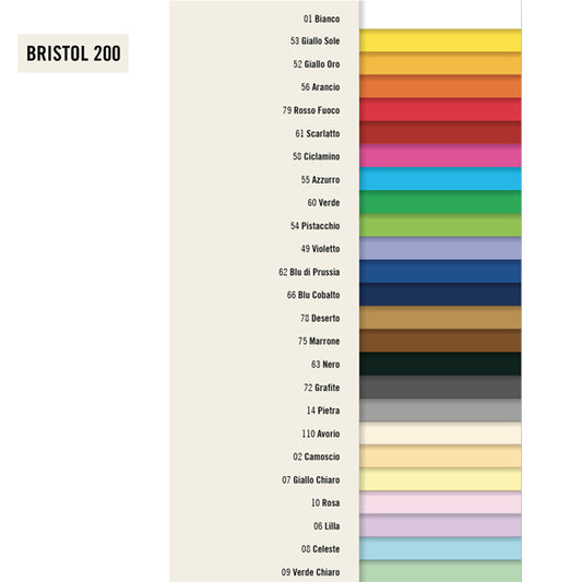 FAVINI - A3500A1 - Cartoncino Bristol Color - 70 x 100 cm - 200 gr - bianco 01 - Favini - conf. 10 pezzi
