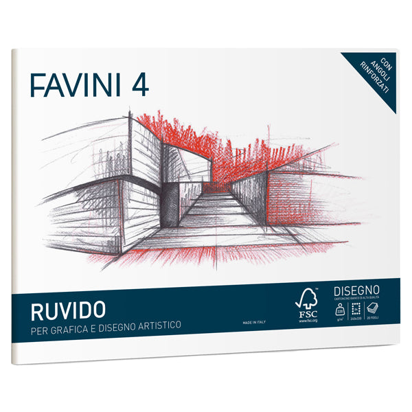 FAVINI - A168504 - Album Favini 4 - 24x33cm - 220gr - 20 fogli - ruvido - Favini