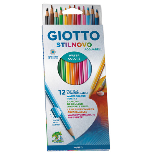 GIOTTO - 255700 - Pastelli colorati Stilnovo Acquarell - diametro mina 3,3 mm - Giotto - astuccio 12 pezzi