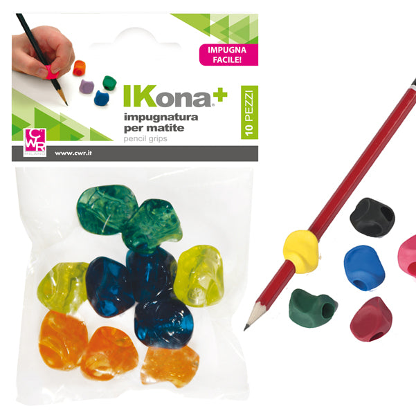 IKona+ - 11430 - Impugnatura per matite - gomma - colori assortiti - IKona+ - conf. 10 pezzi