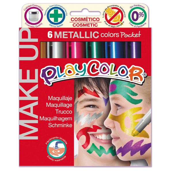 Istant - 01011 - Tempera solida Make Up - cosmetica - Playcolor - astuccio 6 colori metallic