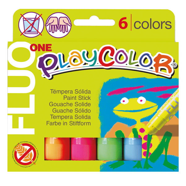 Istant - 10431 - Tempera solida in stick Playcolor - 10 gr - colori fluo - Instant - astuccio 6 stick fluo