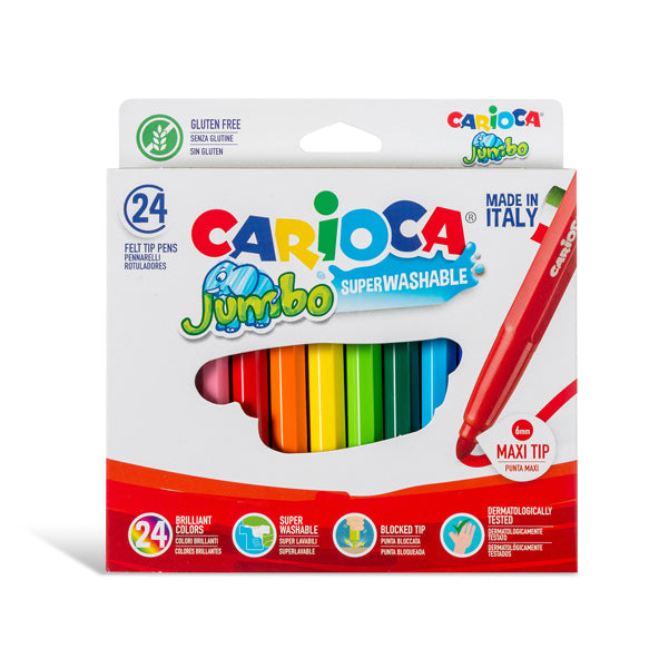 CARIOCA - 40570 - Pennarelli Jumbo - punta 6,0mm - colori assortiti - lavabili - Carioca - scatola 24 pezzi