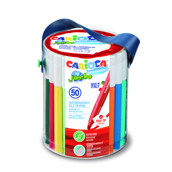 CARIOCA - 42312 - Pennarelli Jumbo - punta 6,0mm - colori assortiti - lavabili - Carioca - barattolo 50 pezzi