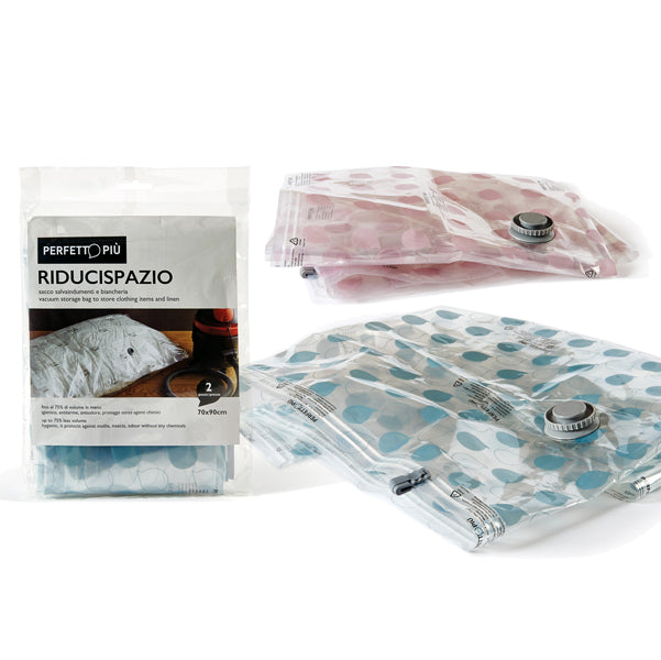PERFETTO - 0362F31 - Sacco Riducispazio - chiusura a zip con valvola - 70x90 cm - PPL - trasparente - Perfetto - conf. 2 pezzi