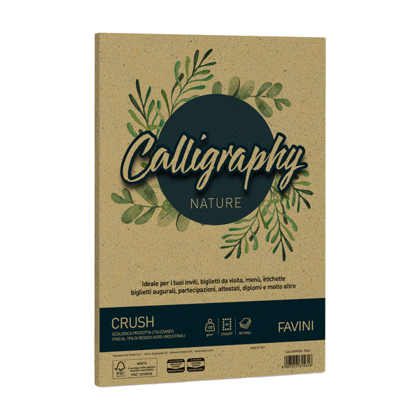FAVINI - A69N534 - Carta Calligraphy Nature - A4 - 120 gr - verde oliva - Favini - conf. 50 fogli