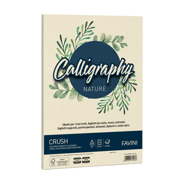 FAVINI - A69Q534 - Carta Calligraphy Nature - A4 - 100 gr - giallo agrumi - Favini - conf. 50 fogli