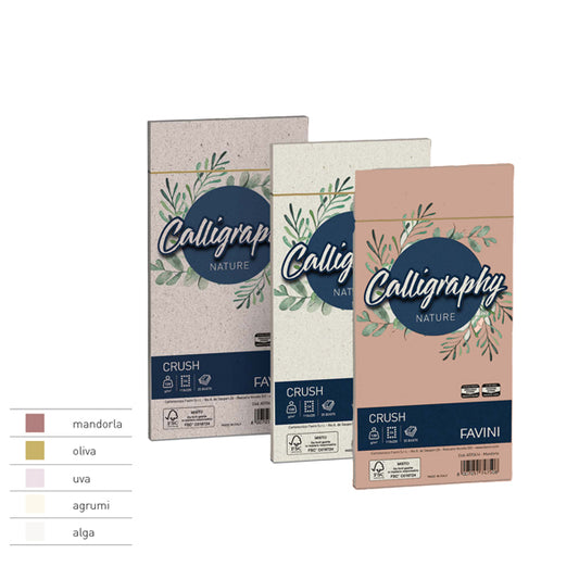 FAVINI - A57C104 - Busta Calligraphy Nature - 110 x 220 mm - 120 gr - mandorla - Favini - conf. 25 pezzi