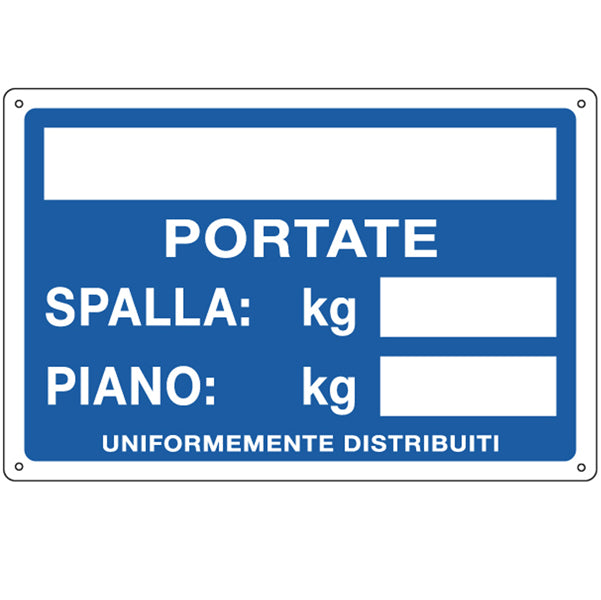 CARTELLI SEGNALATORI - 3130 - Cartello segnalatore - 30x20 cm - PORTATE: SPALLA-PIANO - alluminio - Cartelli Segnalatori