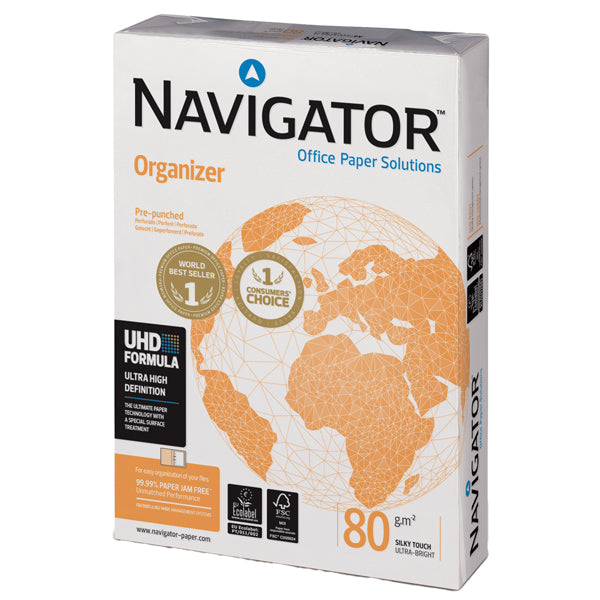 NAVIGATOR - NM#P00800210029709 - Carta Organizer - 2 fori - A4 - 80 gr - Navigator - conf. 500 fogli