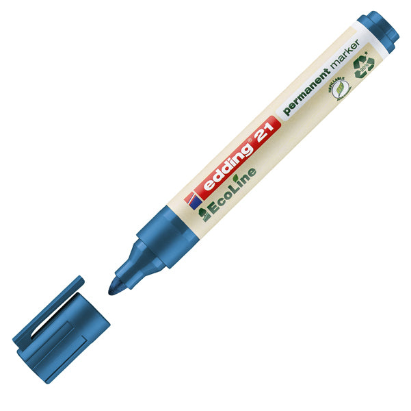 EDDING - 4-21003 - Marcatore 21 Ecoline - punta conica da 1,50-3,00mm - blu - inchiostro permanente  - Edding
