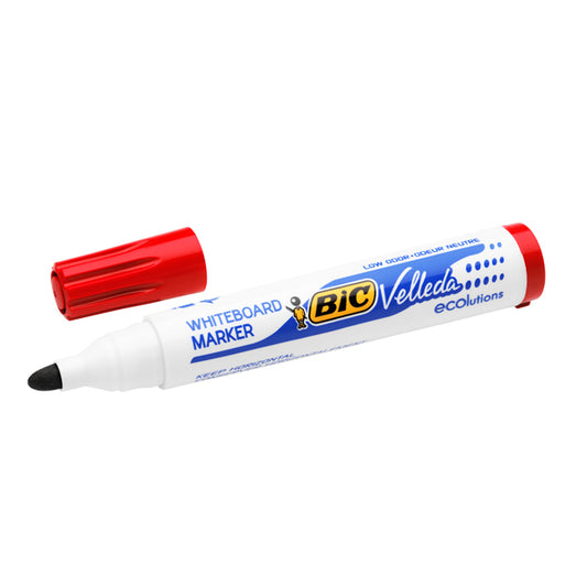 BIC - 904939 - Pennarello per lavagna cancellabile Whiteboard Marker Velleda 1701 Recycled BIC  - punta tonda 1,5mm - rosso - Bic