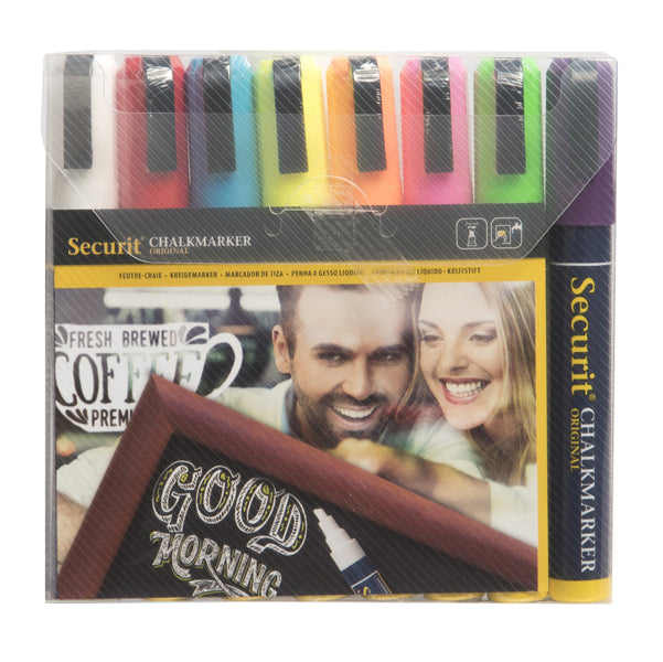 SECURIT - SMA510-V8 - Marcatore a gesso liquido - punta media 2,00 - 6,00 mm - mix 8 colori - Securit - conf. 8 pezzi
