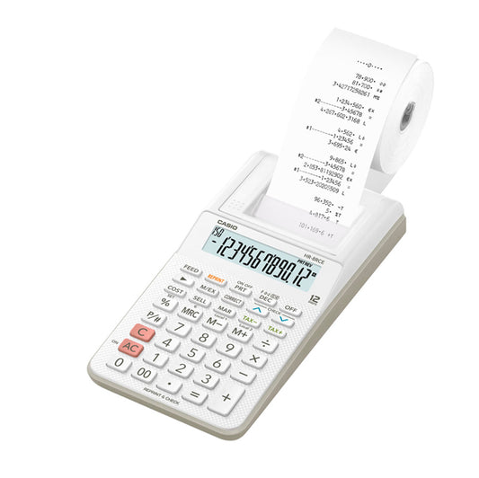 CASIO - HR-8RCE-WE-W-EC - Calcolatrice scrivente HR-8RCE - 12 cifre - 8,2 x 10,2 x 23,9 cm - bianco - Casio