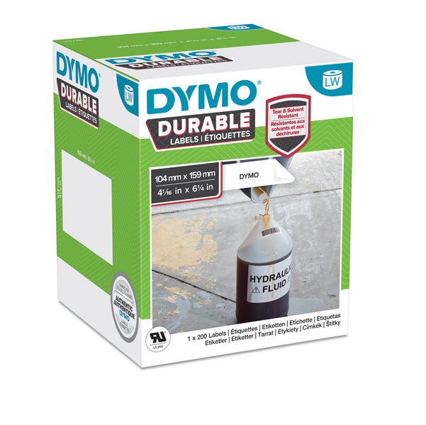 DYMO - 2112287 - Rotolo 200 etichette LW Durable Industrial - 1933086 - 104 x 158 mm - carta bianca - Dymo