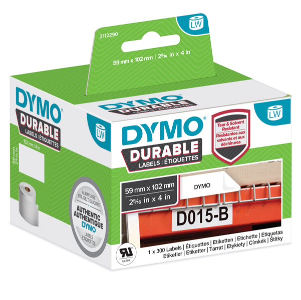 DYMO - 2112290 - Rotolo 300 etichette LW Durable Industrial - 1933088 - 59x102 mm - carta - bianco - Dymo