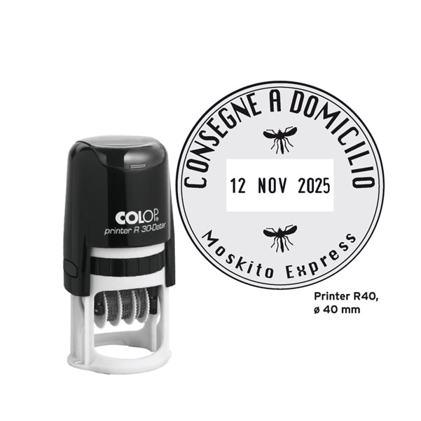 COLOP - PR.R40.DAT - Timbro datario R40 - diametro 40 mm - 6 righe - autoinchiostrante - personalizzabile - Colop