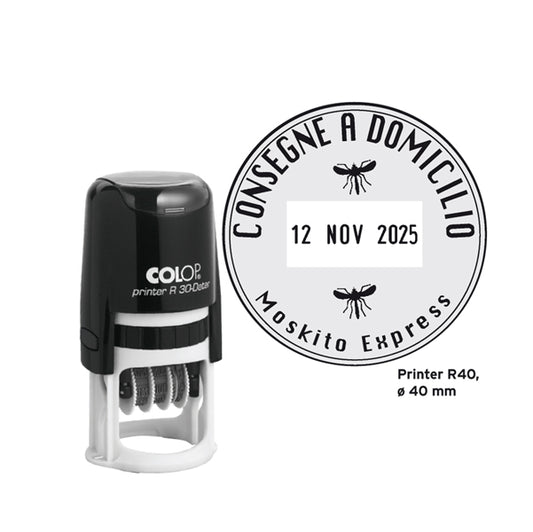 COLOP - PR.R40.DAT - Timbro datario R40 - diametro 40 mm - 6 righe - autoinchiostrante - personalizzabile - Colop