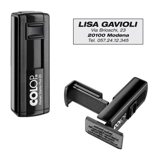 COLOP - PSP20N - Timbro Pocket Stamp Plus 20 - 14x38 mm - 4 righe - autoinchiostrante - Colop