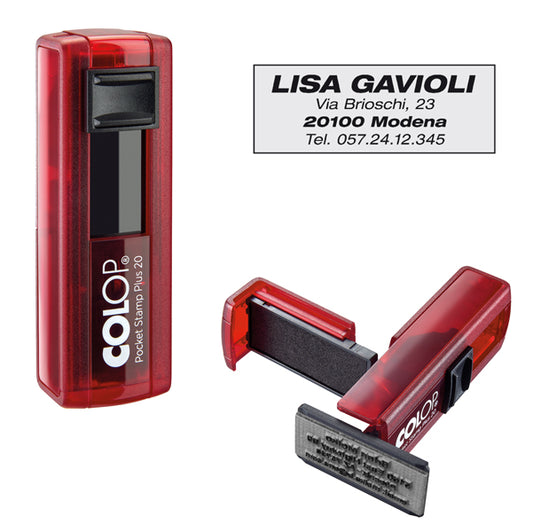 COLOP - PSP20RU - Timbro Pocket Stamp Plus 20 - 14x38 mm - 4 righe - autoinchiostrante - Colop