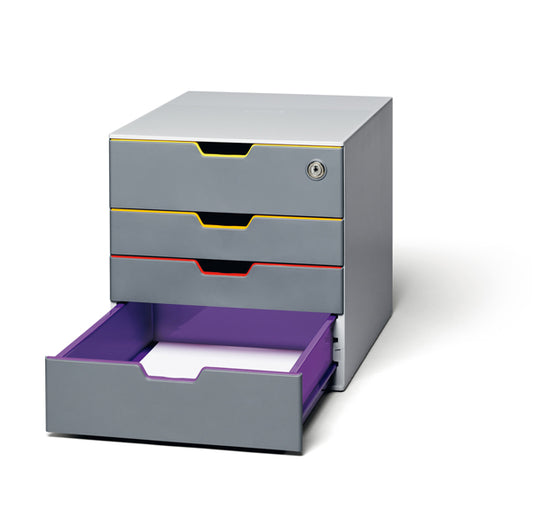 DURABLE - 7606-27 - Cassettiera Varicolor  Safe - 28 x 29,2 x 35,6 cm - 4 cassetti - Durable
