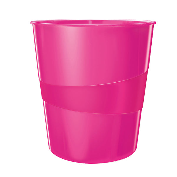 LEITZ - 52781023 - Cestino gettacarte WOW - altezza 32,4  cm - diametro 29 cm - 15 L - fucsia metallizzato - Leitz