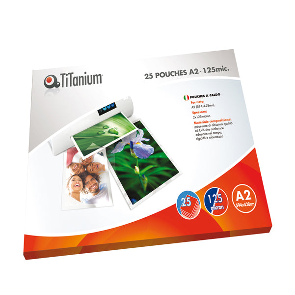 TITANIUM - PP - Pouches - A2 - 594x428mm - 2x125 micron - Titanium - scatola 25 pezzi