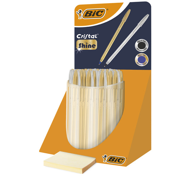 BIC - 9213381 - Penna Cristal Shine - fusto oro-argento - Bic - expo 40 pezzi