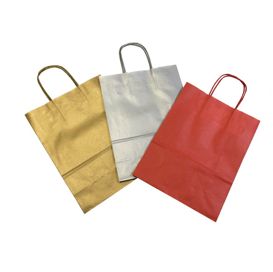 Mainetti Bags - 079993 - Shopper - maniglie cordino - 26 x 11 x 35 cm - carta kraft - mix Natale - Mainetti Bags - conf. 25 pezzi