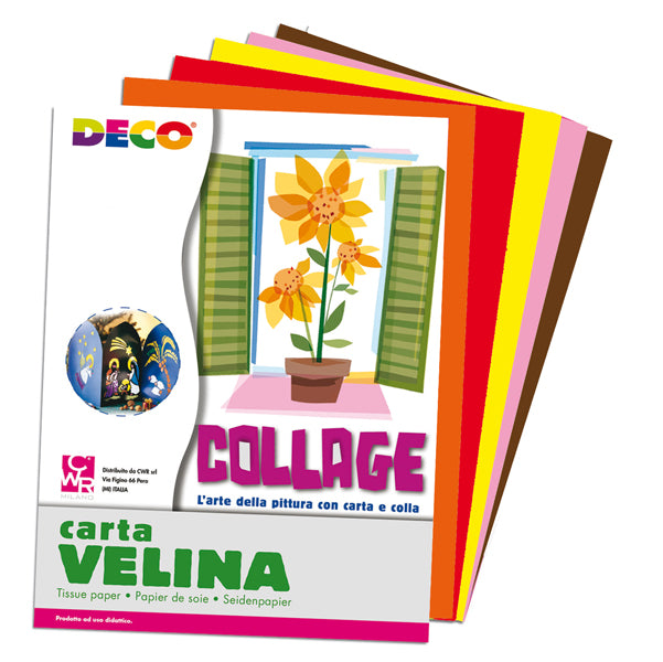 DECO - 10732 - Carta velina - 50 x 76 cm - assortimento 5 colori caldi - Deco - busta 25 fogli