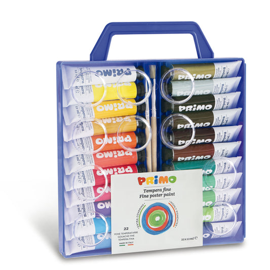 PRIMO - MOROCOLOR - 449T22VA22 - Tubi tempera - 12 ml - colori assortiti - Primo - astuccio 22 pezzi
