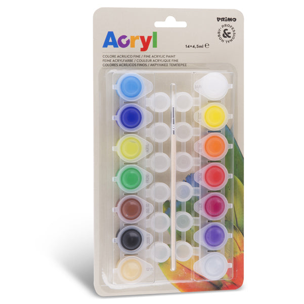 PRIMO - MOROCOLOR - 161TA14BL - Colori Acryl - 4,5 ml - colori assortiti - Primo - blister 14 pezzi