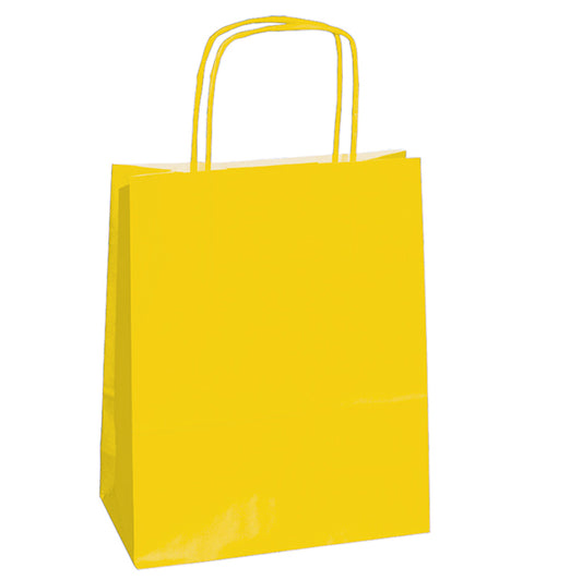 Mainetti Bags - 079801 - Shopper Twisted - maniglie cordino - 14 x 9 x 20 cm - carta kraft - giallo - Mainetti Bags - conf. 25 pezzi