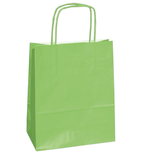 Mainetti Bags - 079818 - Shopper Twisted - maniglie cordino - 14 x 9 x 20 cm - carta kraft - verde mela - Mainetti Bags - conf. 25 pezzi
