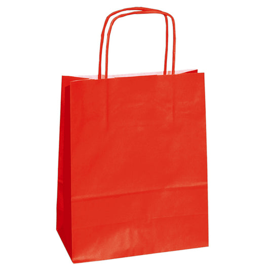 Mainetti Bags - 078330 - Shopper Twisted - maniglie cordino - 14 x 9 x 20 cm - carta kraft - rosso - Mainetti Bags - conf. 25 pezzi