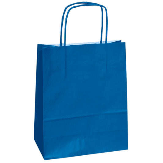 Mainetti Bags - 079825 - Shopper Twisted - maniglie cordino - 14 x 9 x 20 cm - carta kraft - blu - Mainetti Bags - conf. 25 pezzi