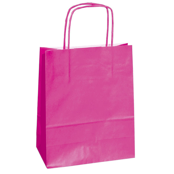 Mainetti Bags - 079771 - Shopper Twisted - maniglie cordino - 14 x 9 x 20 cm - carta kraft - magenta - Mainetti Bags - conf. 25 pezzi