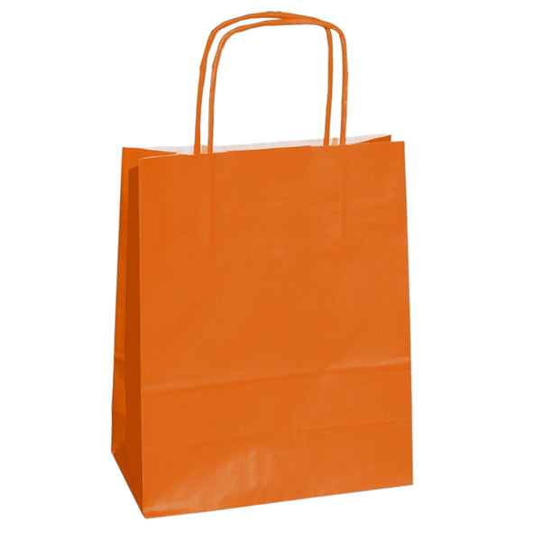 Mainetti Bags - 079795 - Shopper Twisted - maniglie cordino - 14 x 9 x 20 cm - carta kraft - arancio - Mainetti Bags - conf. 25 pezzi