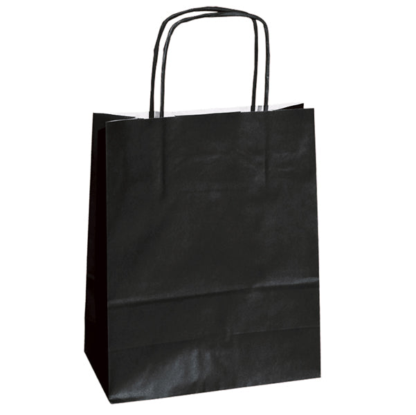 Mainetti Bags - 078361 - Shopper Twisted - maniglie cordino - 14 x 9 x 20 cm - carta kraft - nero - Mainetti Bags - conf. 25 pezzi