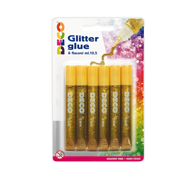 DECO - 05885 - Blister colla glitter - 10,5 ml - oro - Deco - conf. 6 pezzi