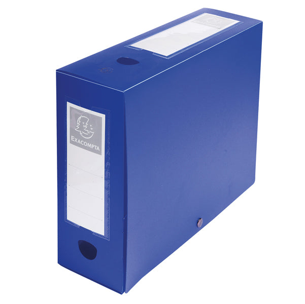 EXACOMPTA - 59932E - Scatola per archivio box - con bottone - 25x33 cm - dorso 10 cm - blu - Exacompta