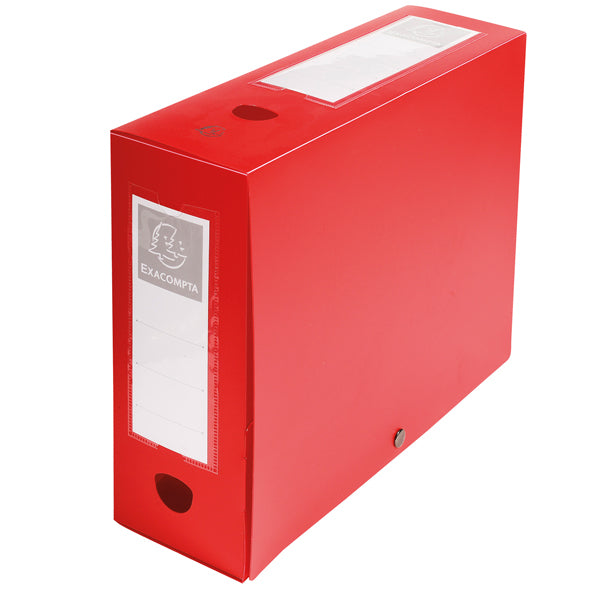 EXACOMPTA - 59935E - Scatola per archivio box - con bottone - 25x33 cm - dorso 10 cm - rosso - Exacompta