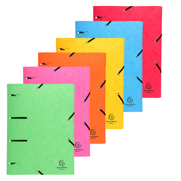 EXACOMPTA - 447100E - Cartellina 3 lembi forata - con elastico Punchy - cartoncino lustrE' - A4 - colori assortiti - Exacompta